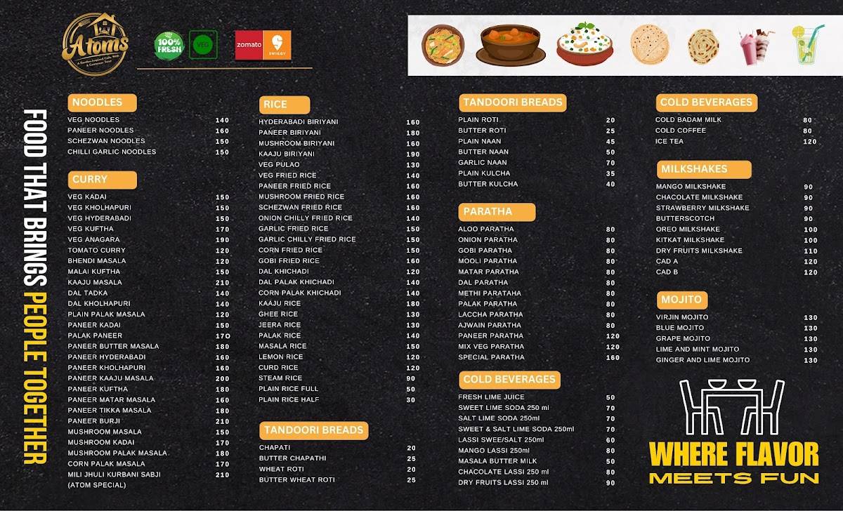 ATOMS RESTO CAFE menu