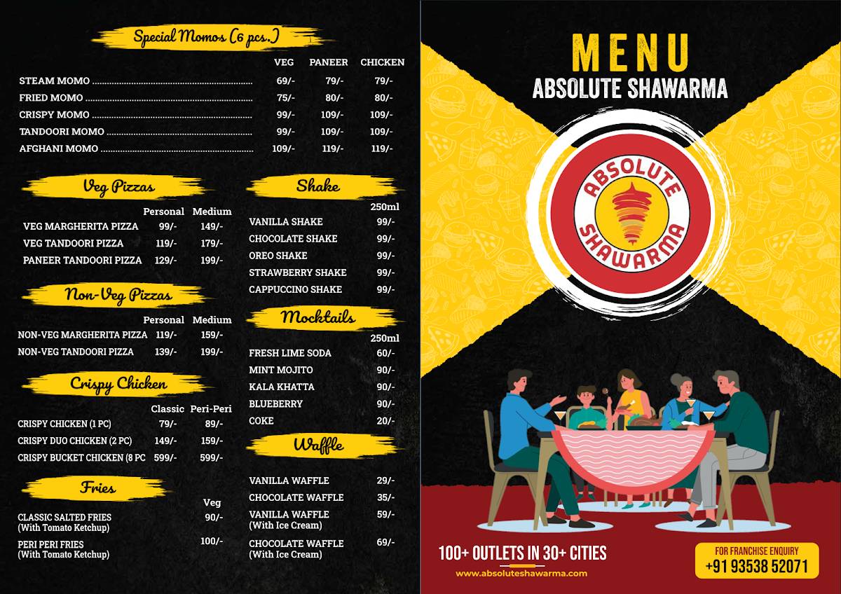 Absolute Shawarma menu