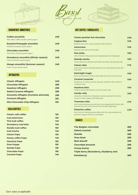 Basyl menu