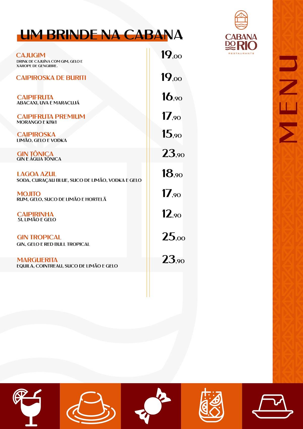 Cabana do Rio Restaurante cardápio
