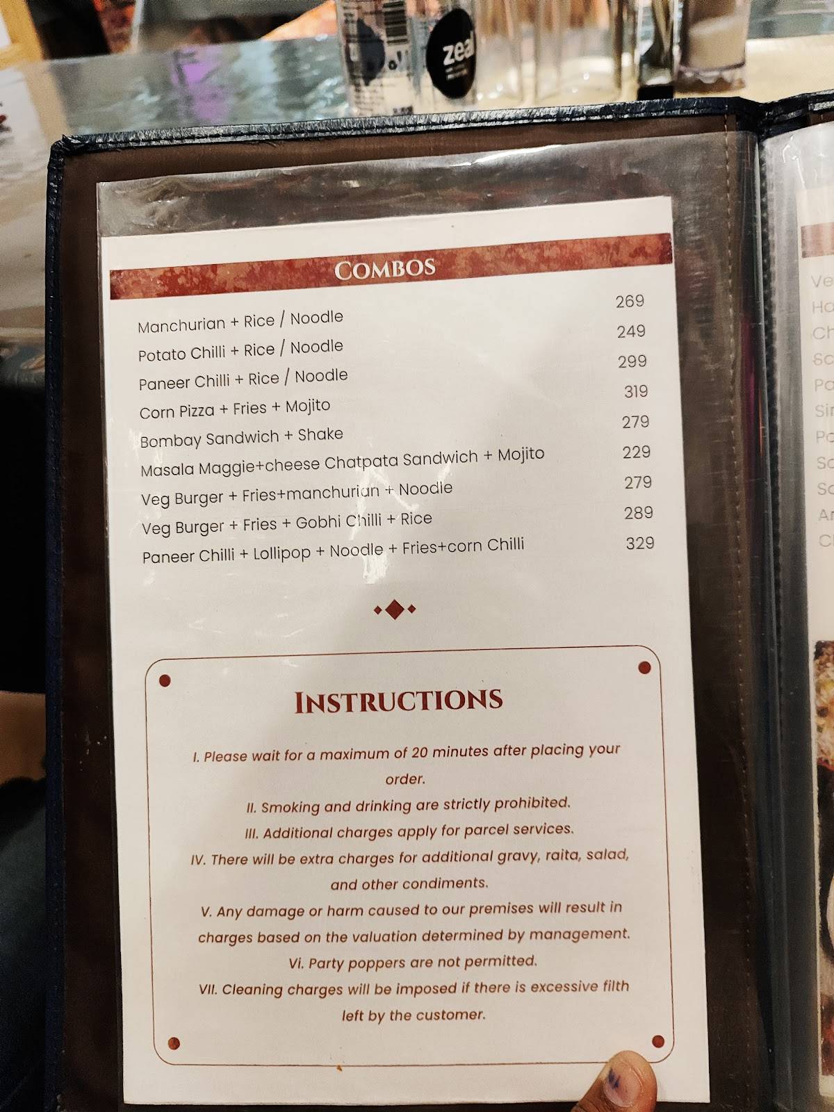 Destination cafe menu