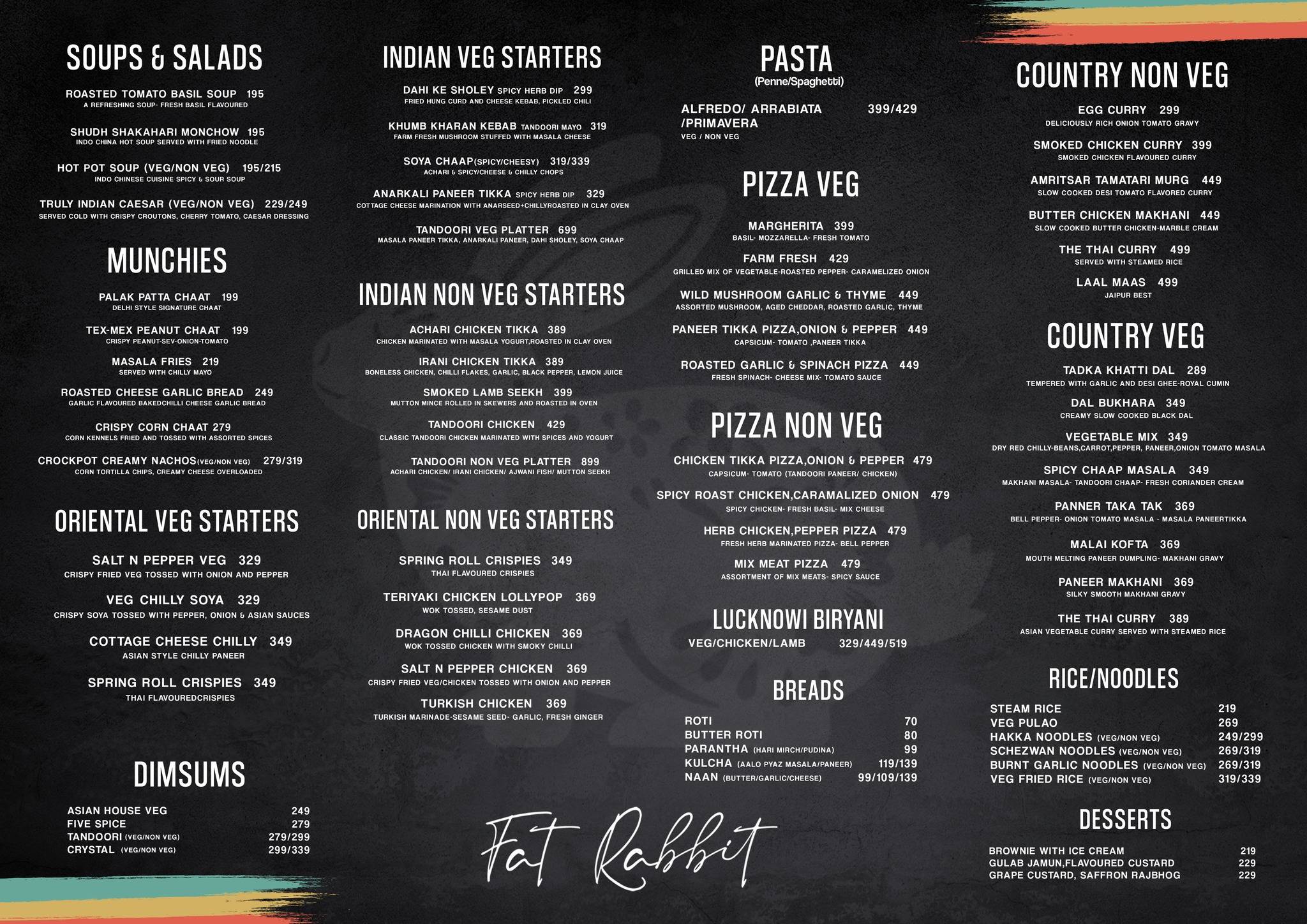 Fat Rabbit menu