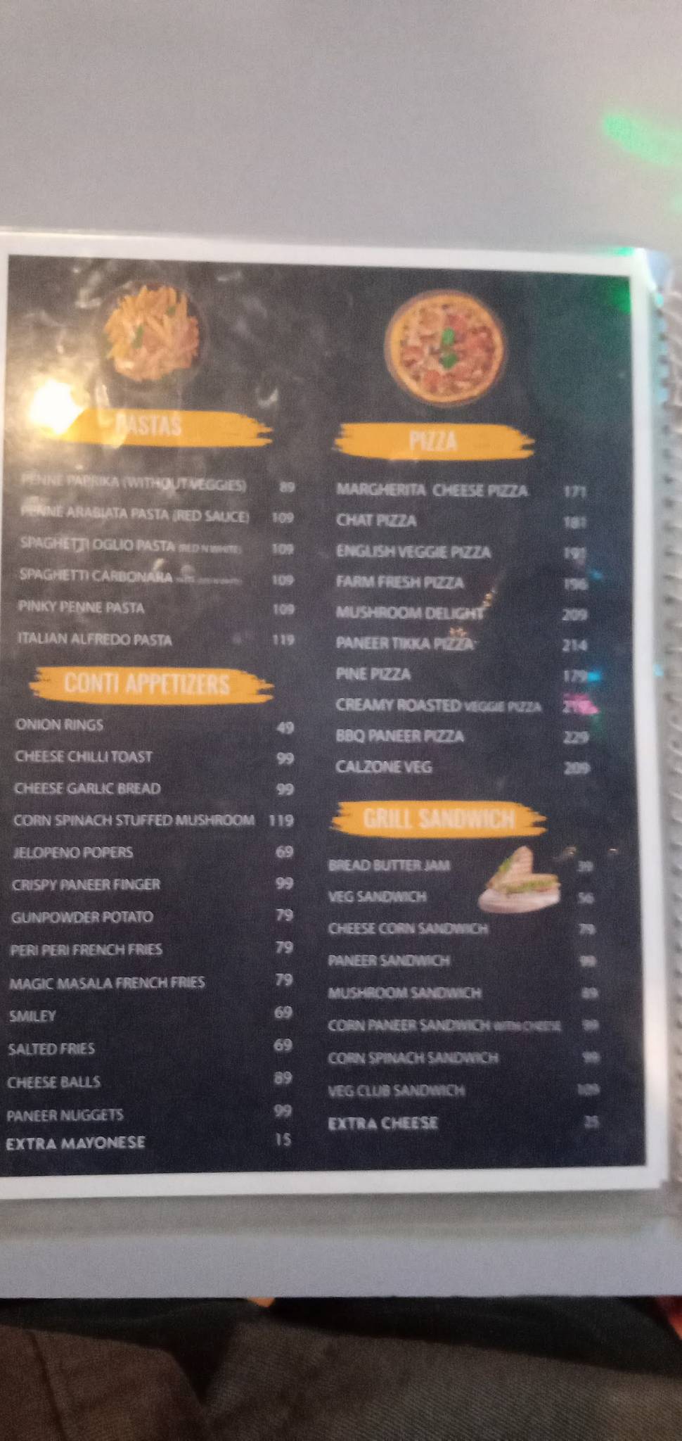 Fly High menu