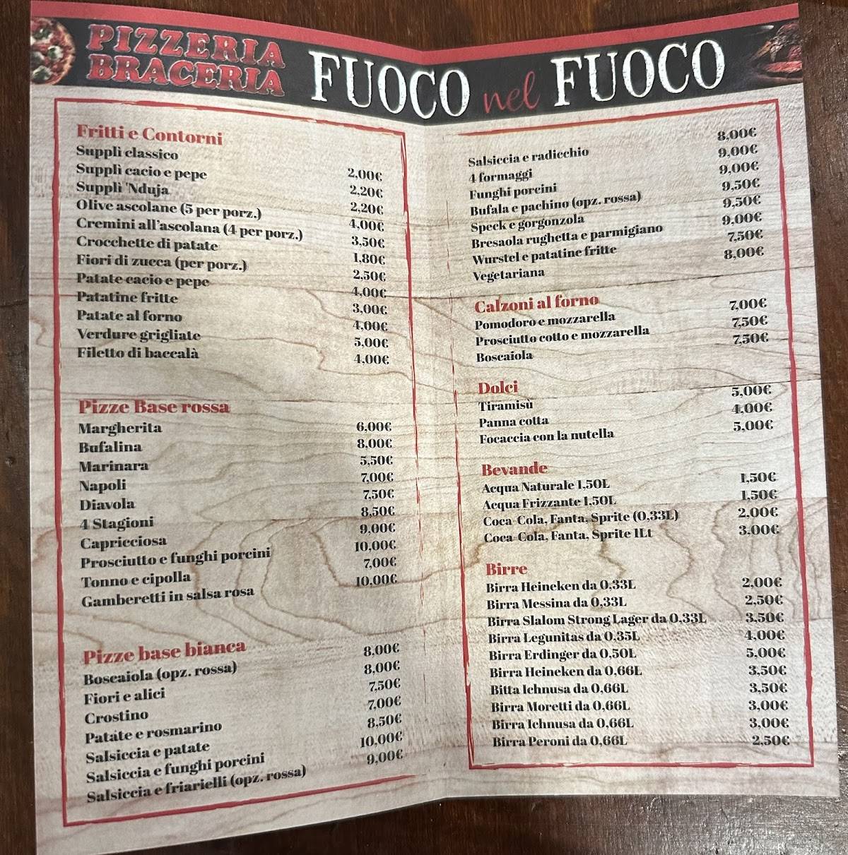Menu di Fuoco nel Fuoco 