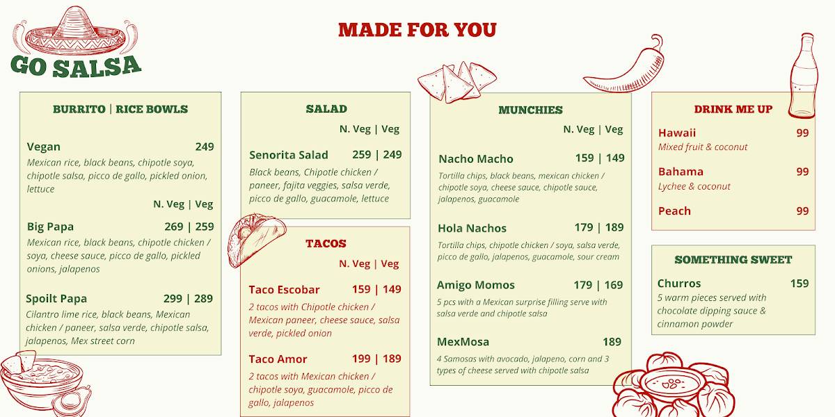 Go Salsa menu