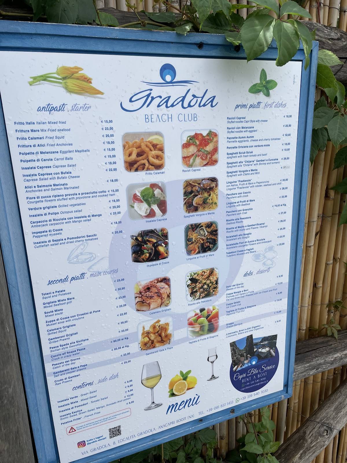 Menu di Gradola 