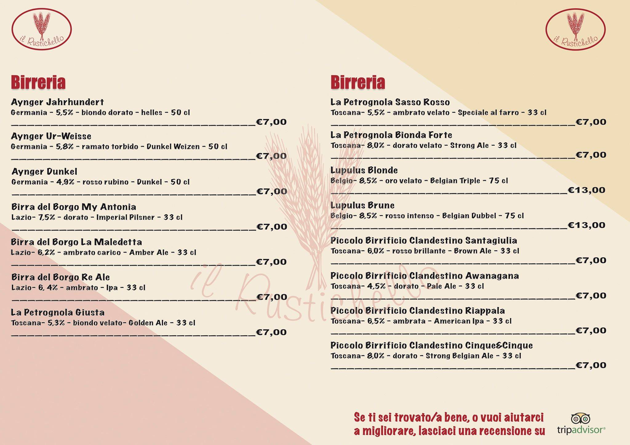 Menu di Il Rustichello-Ristorante 