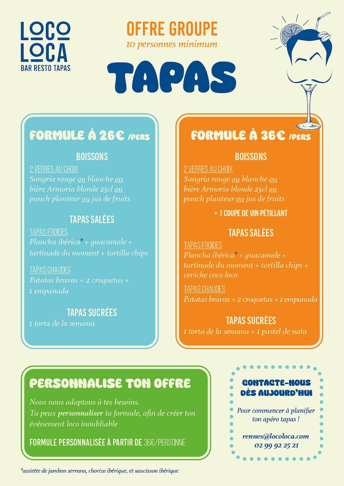 Menu de Loco Loca Rennes