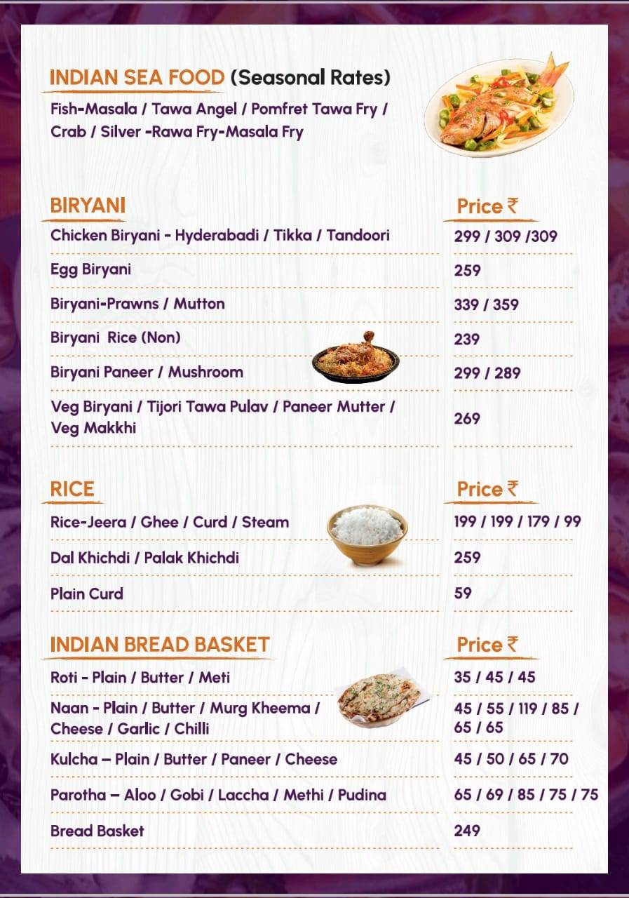 MASALA menu