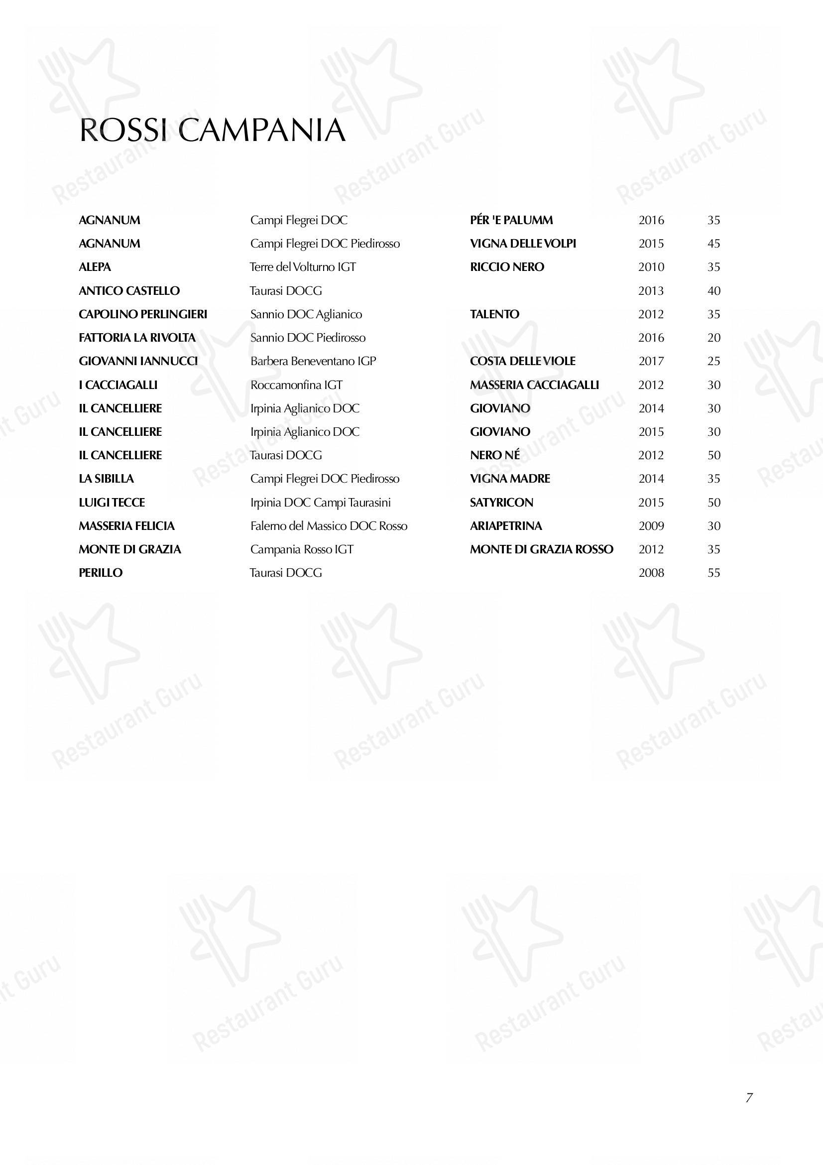 Menu di Marotta Ristorante - Wine Menu