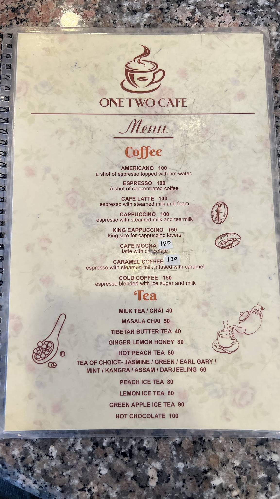 One Two Cafe menu