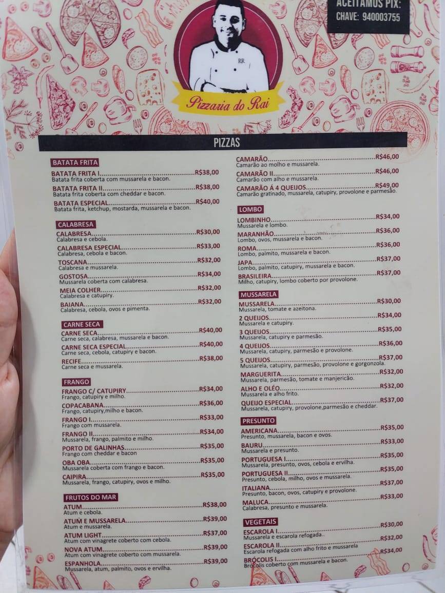 Pizzaria do Rai cardápio