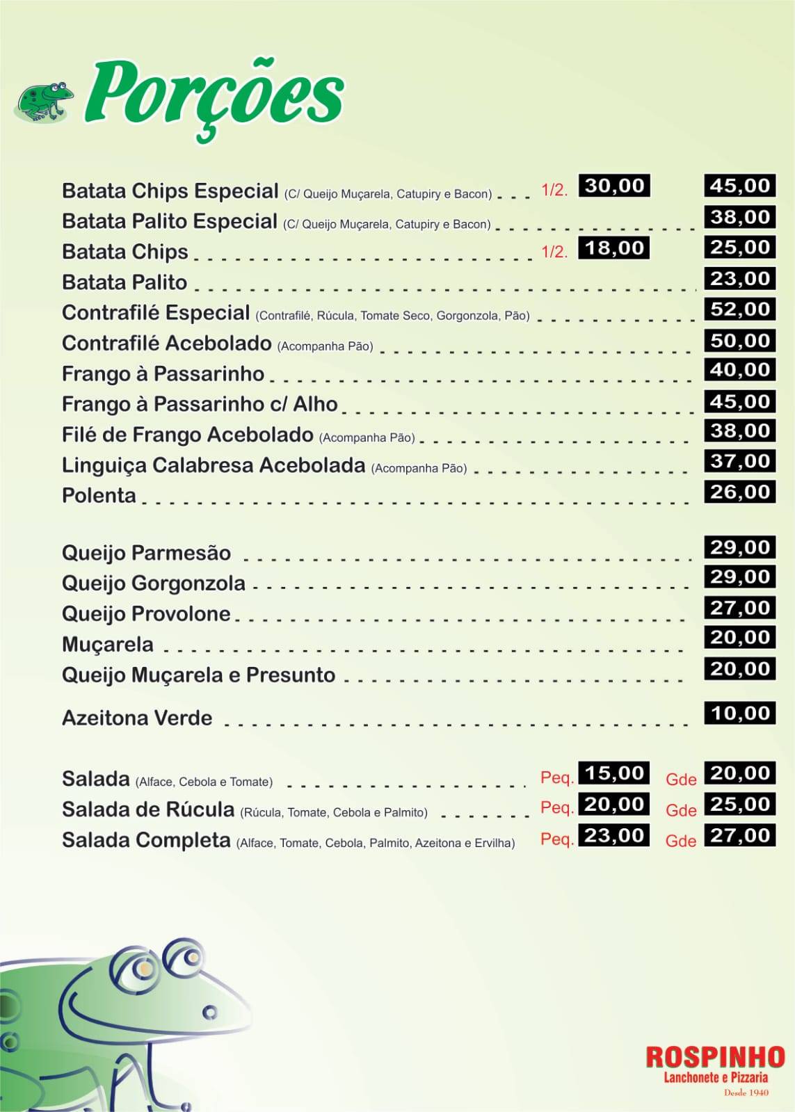 ROSPINHO cardápio