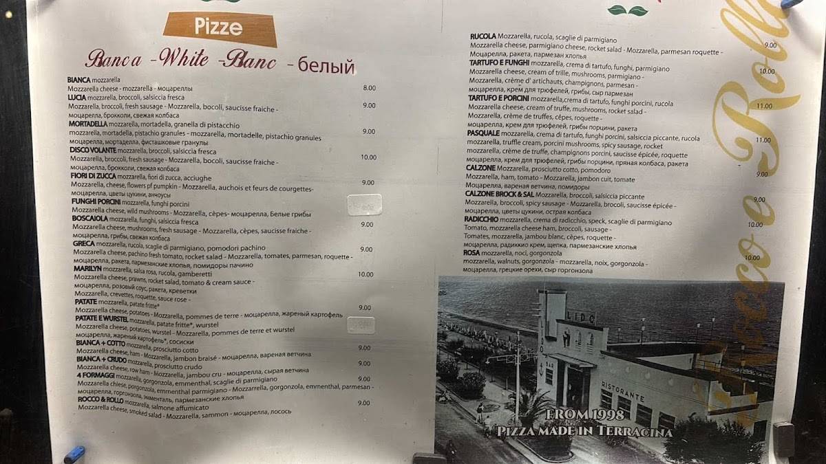 Menu di Pizzeria Rocco e Rollo Terracina 