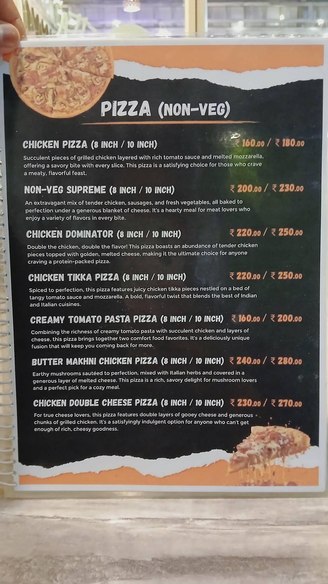 Pizzetta menu