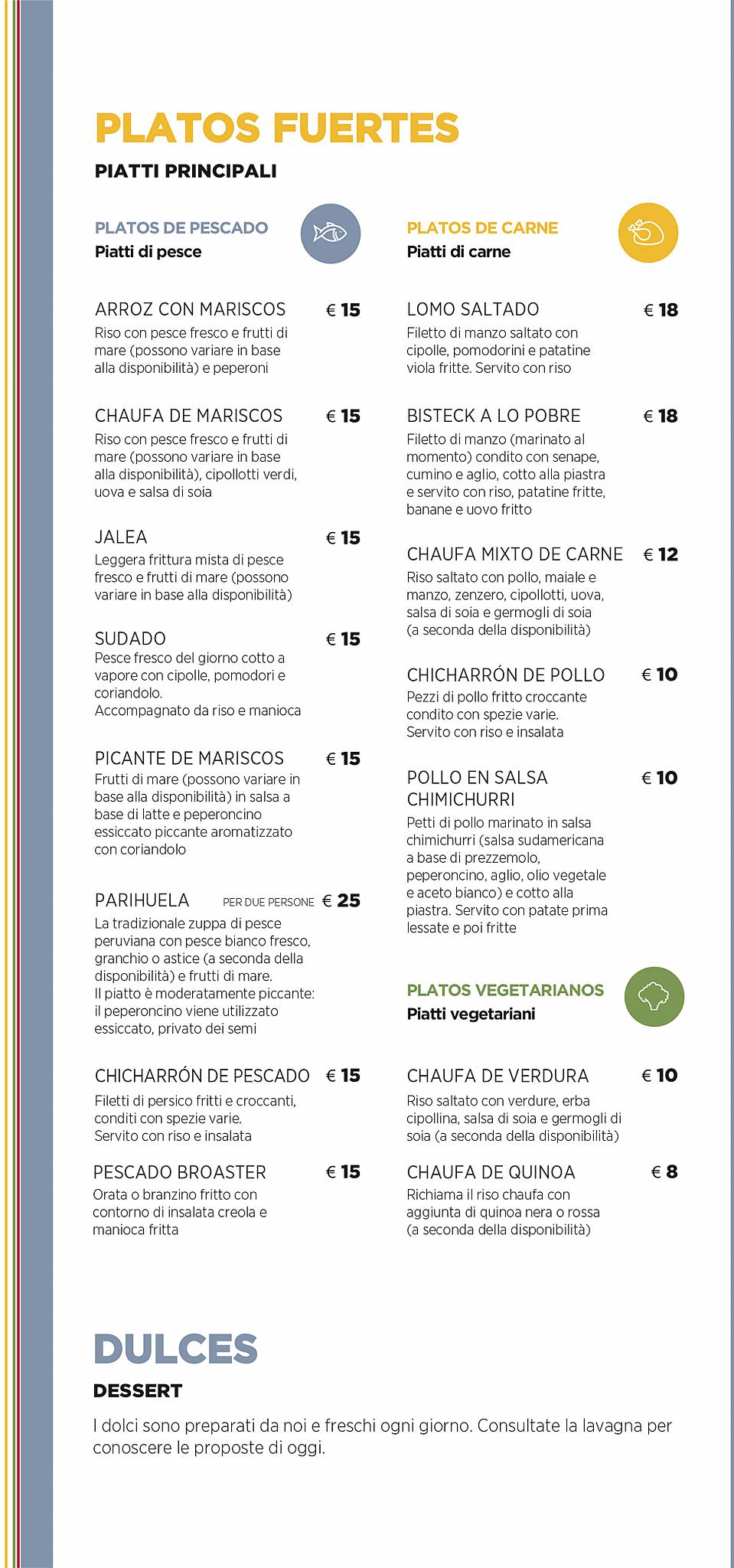 Menu de Ristorante Mi Rico Perù