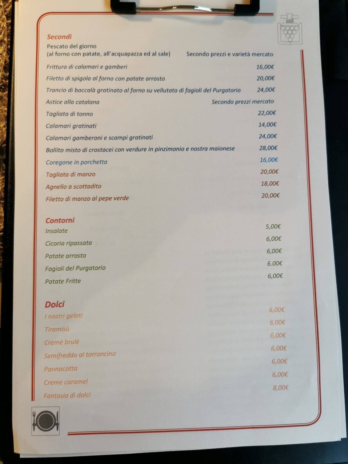 Menu di Ristorante La Ripetta 