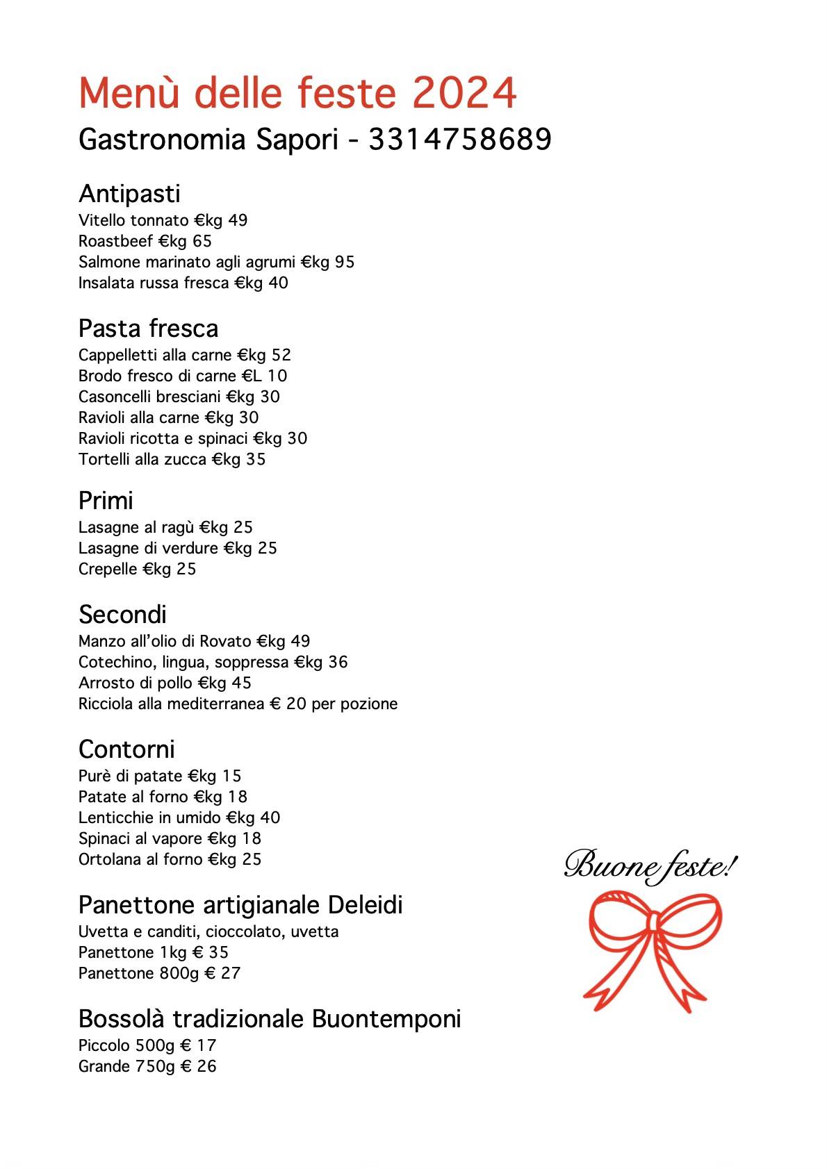 Menu di Sapori Artigiani in Cucina 