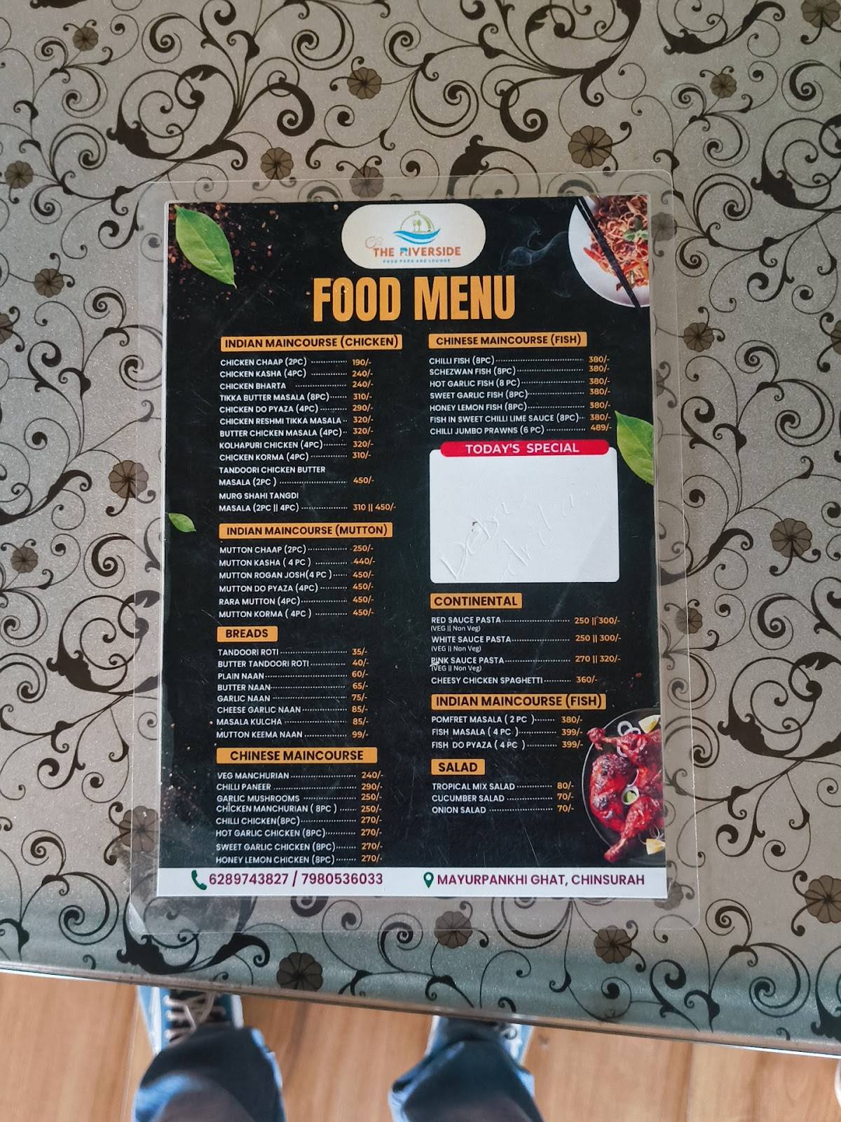 THE RIVERSIDE menu