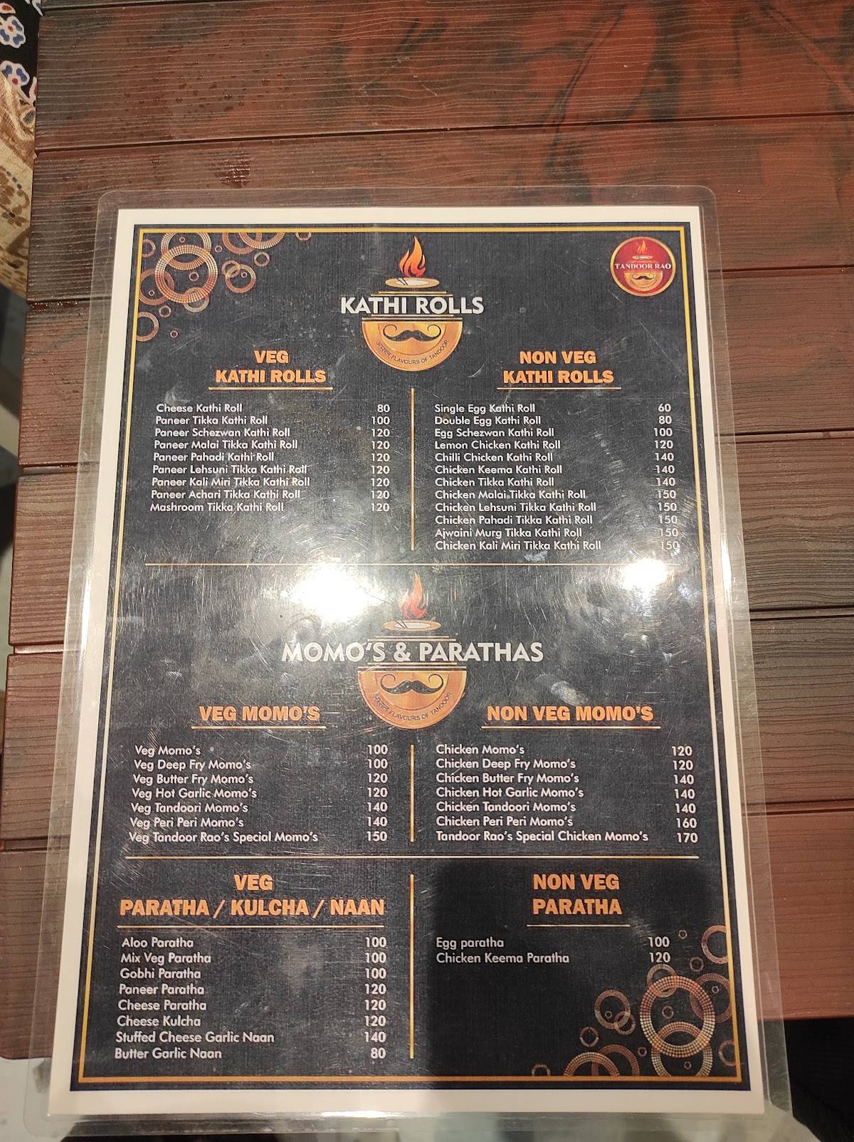 Tandoor Rao menu