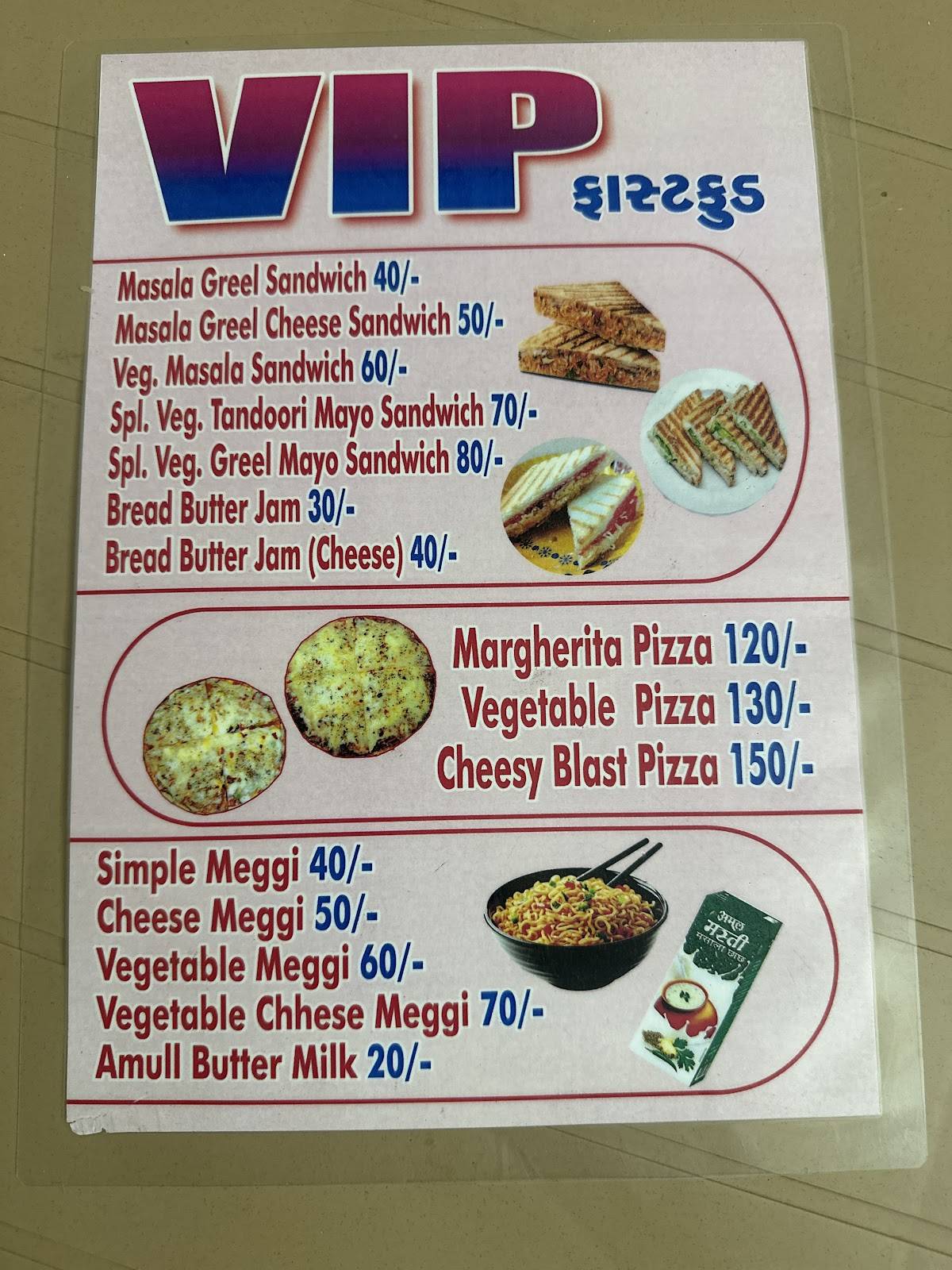 VIP FAST FOOD menu