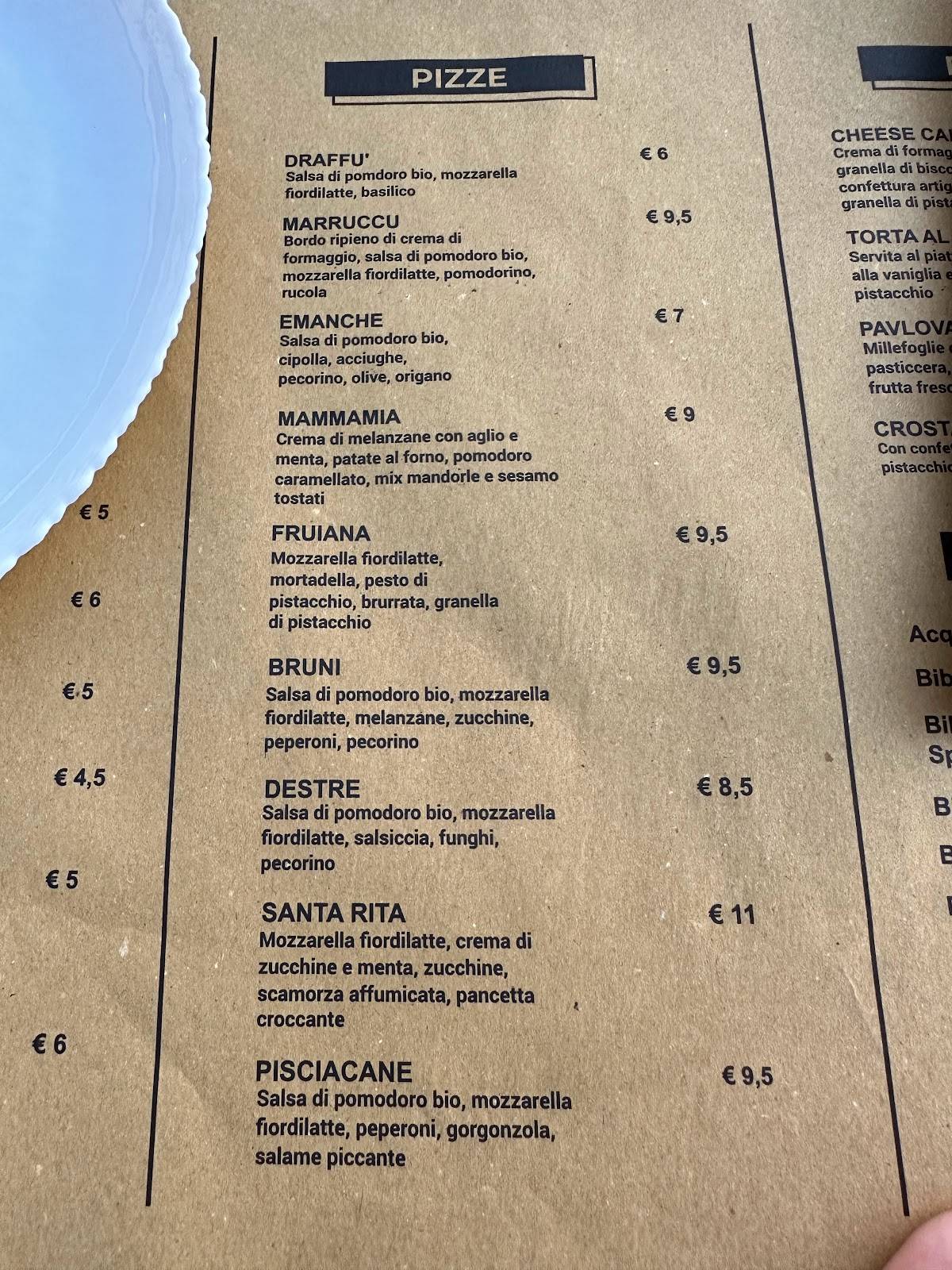 Menu di Forno Santa Rita. Prenotazione obbligatoria 