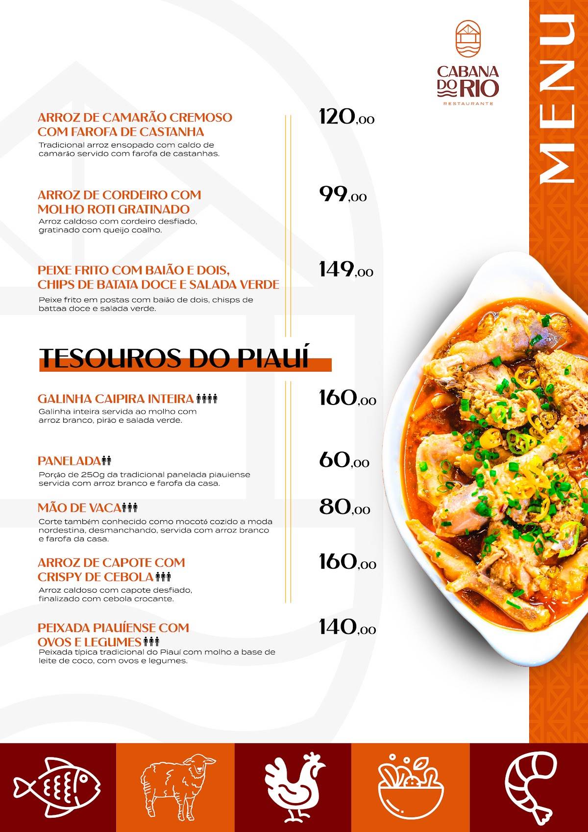 Cabana do Rio Restaurante cardápio