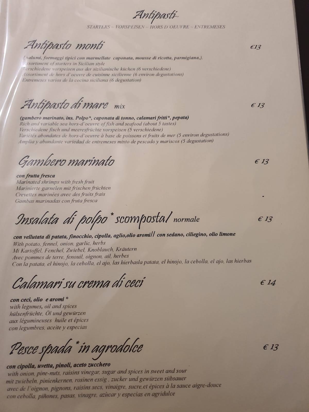 Menu di Catania Ruffiana 