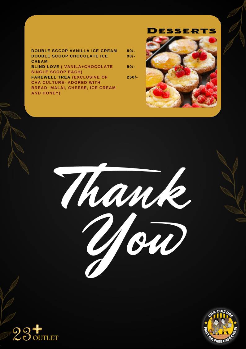 Cha Culture Andul Rd menu