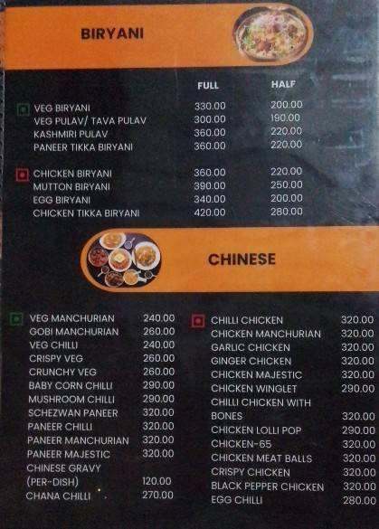 Cook In Town Restaurant menu