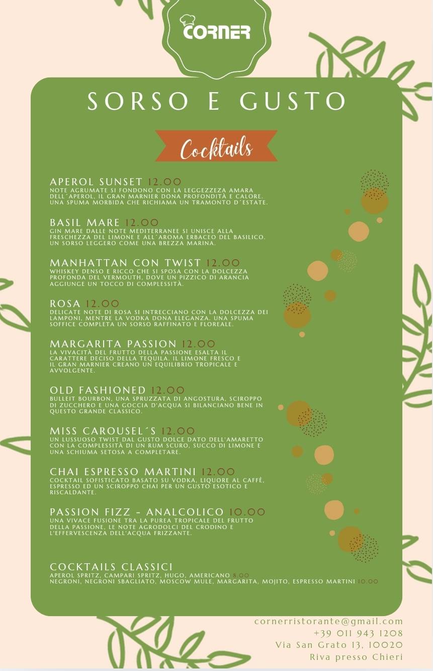 Menu di Corner Ristorante 