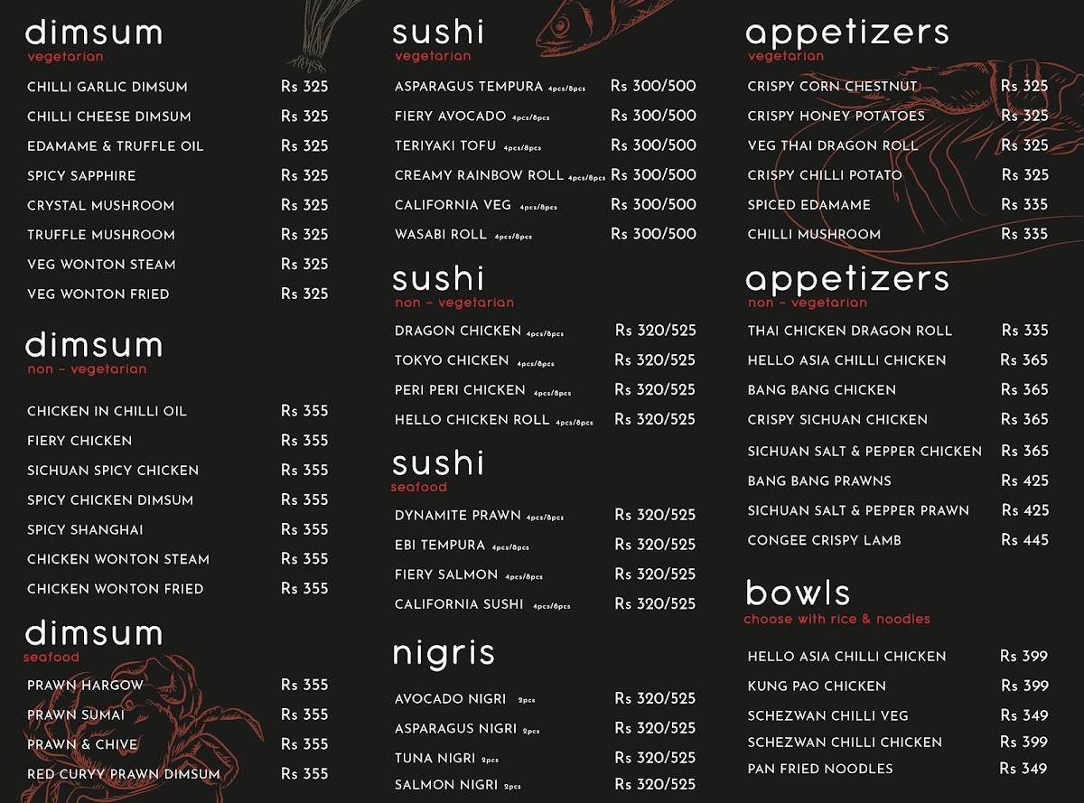 Hello Asia menu