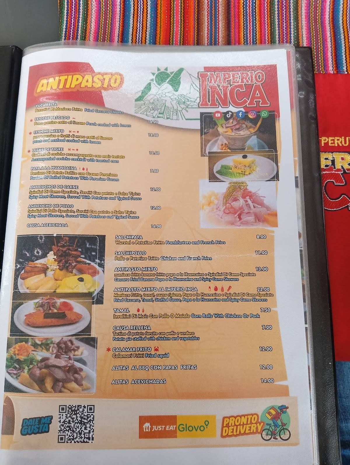 Menu di Imperio Inca 