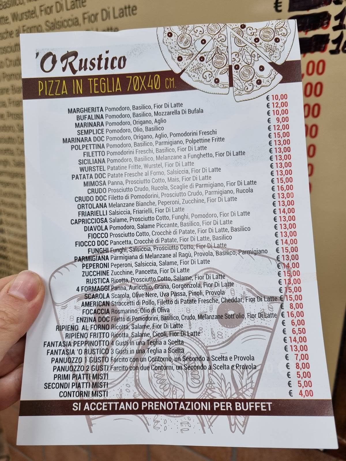 Menu de O Rustico