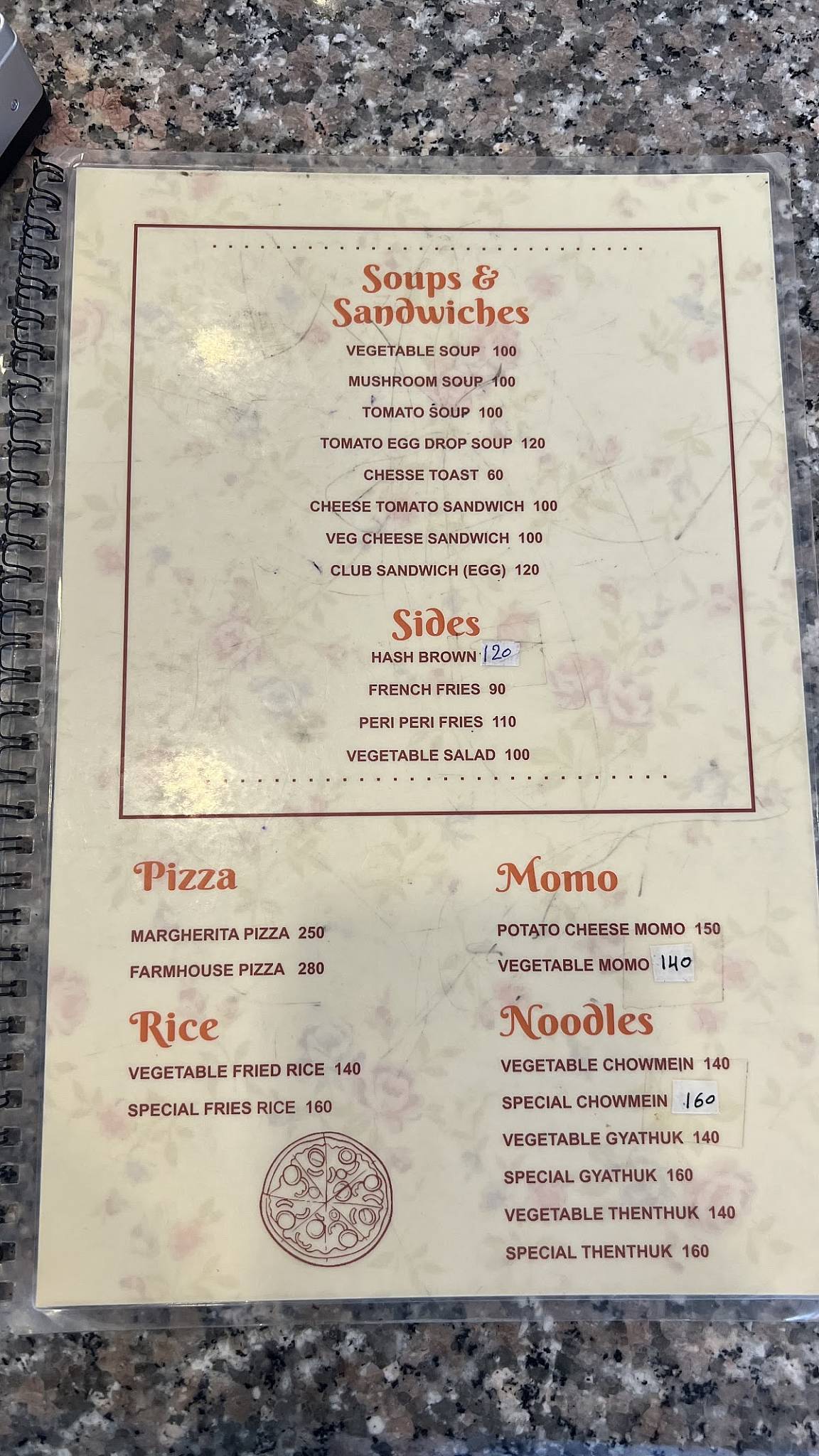 One Two Cafe menu