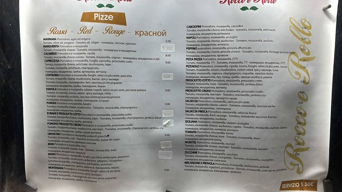 Menu di Pizzeria Rocco e Rollo Terracina 