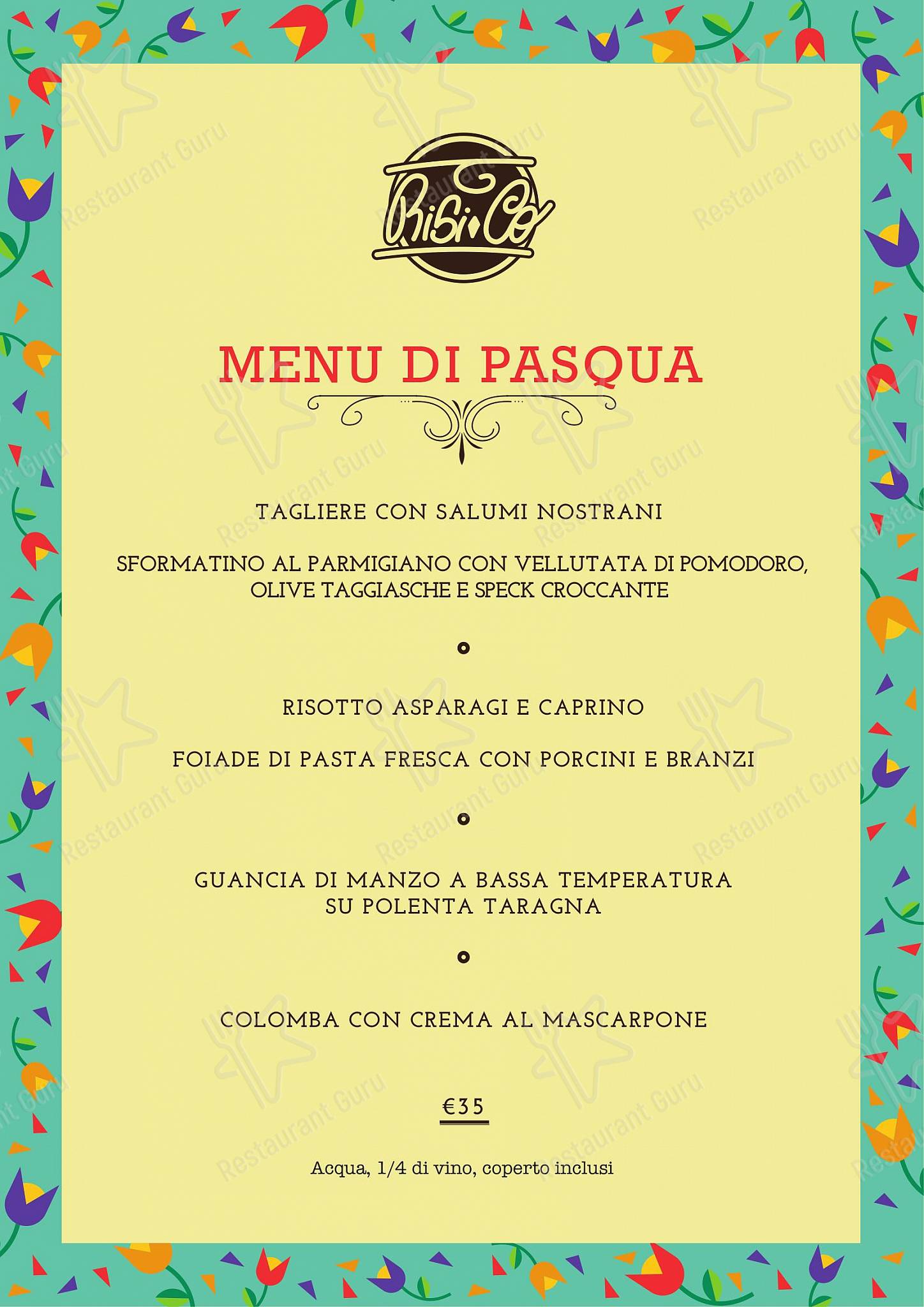 Коктейльная карта per Osteria Risi.co in Bergamo