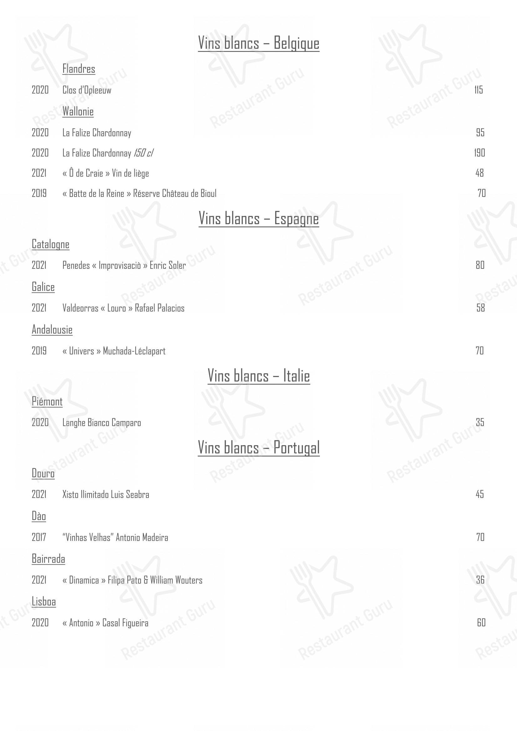 Menu pour Racines dans Floreffe