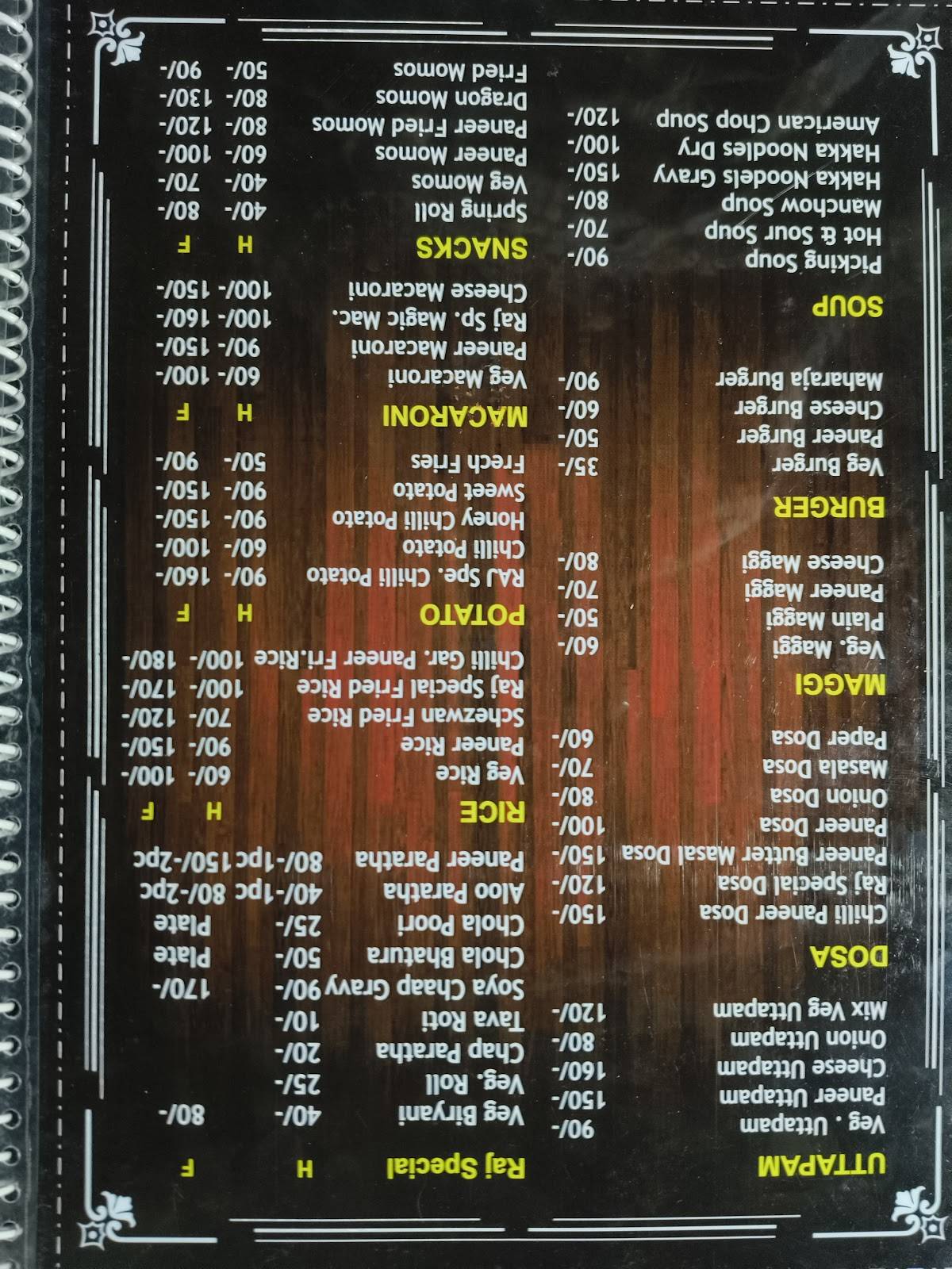 Raj Fast Food Chinese Point menu