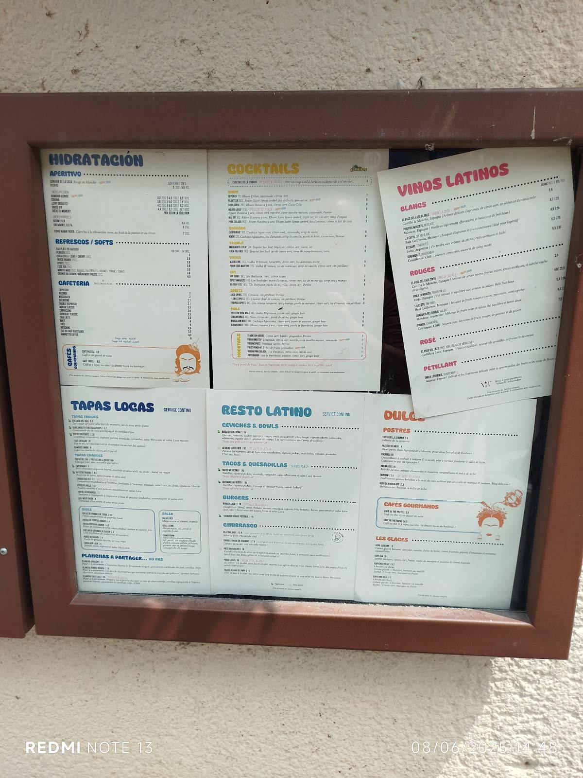 Menu de Loco Loca Rennes