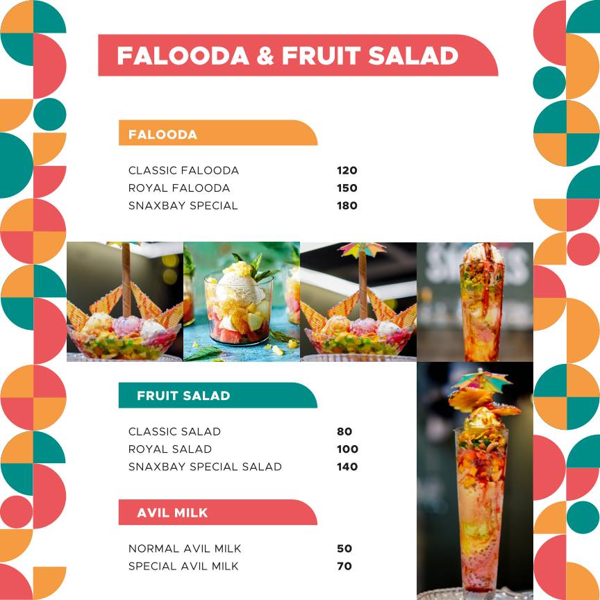 SNAXBAY RESTOCAFE menu