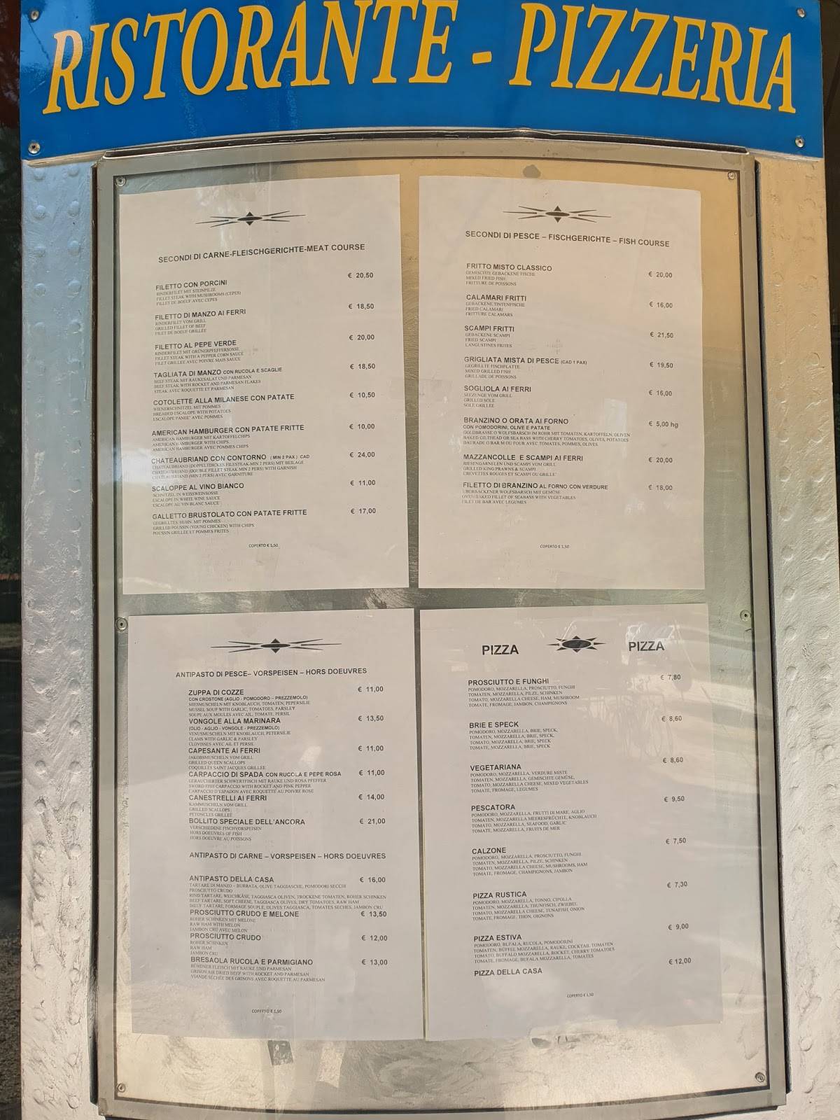 Menu di Ristorante All'ancora 
