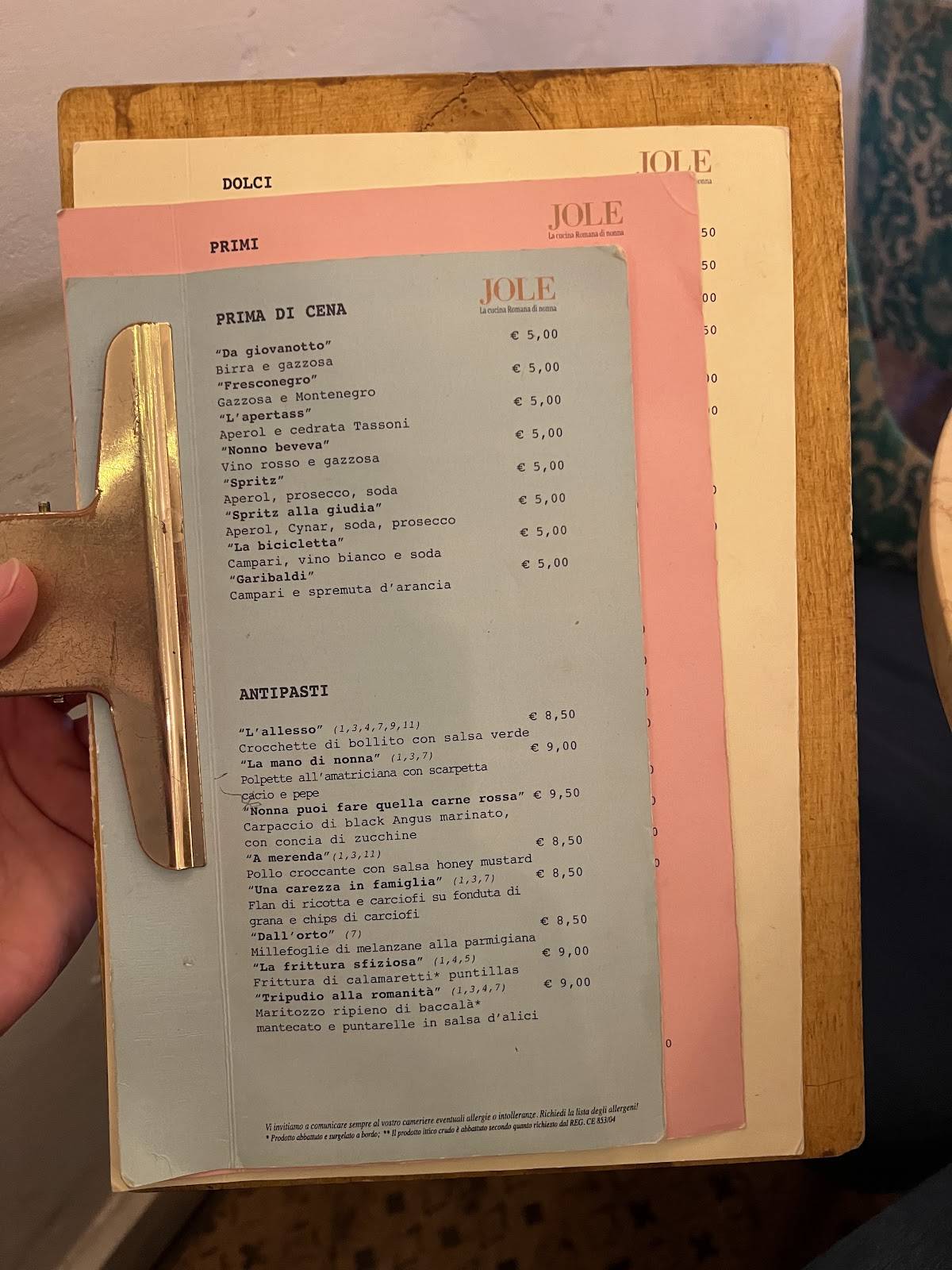 Menu di Ristorante Jole 