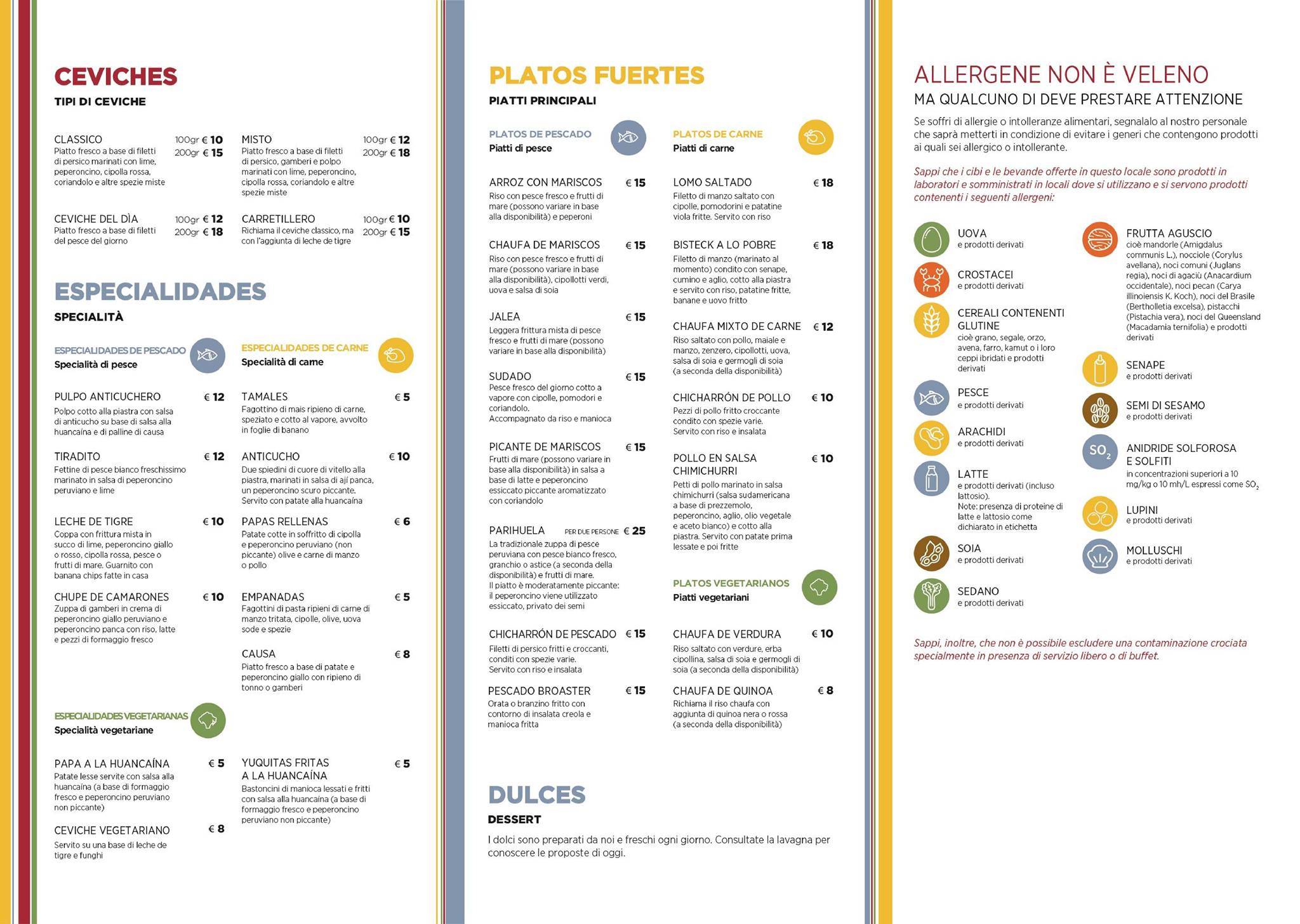 Menu de Ristorante Mi Rico Perù