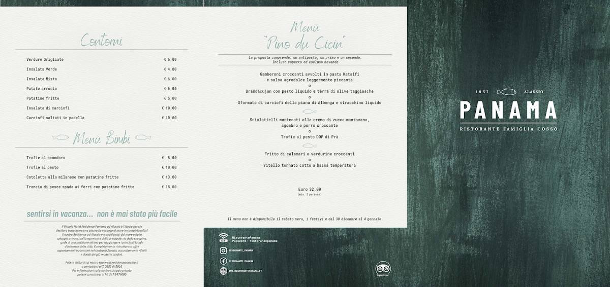 Menu di Ristorante Panama 