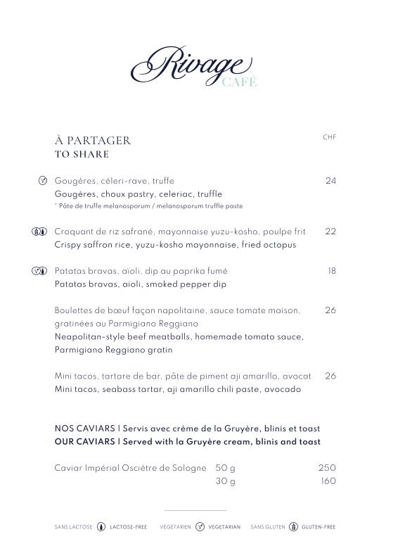 Menu di Rivage Café 