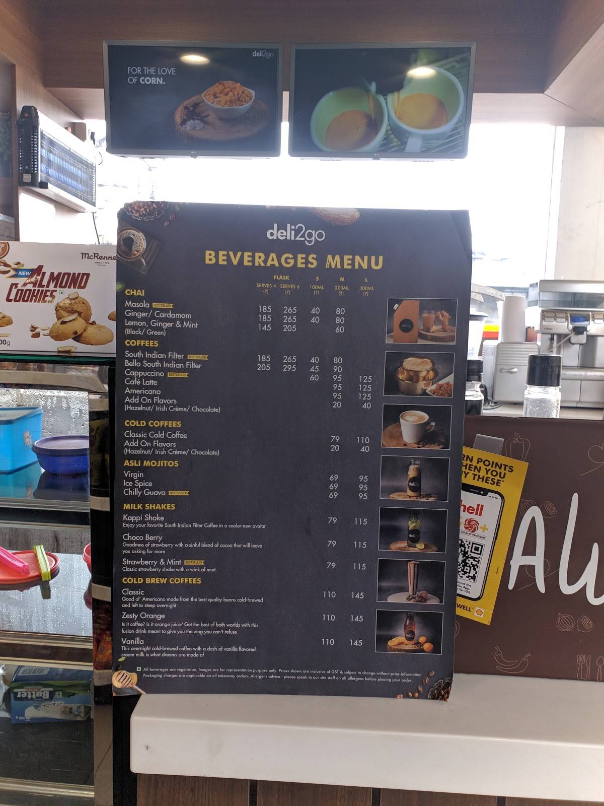 Shell Deli2Go Cafe menu