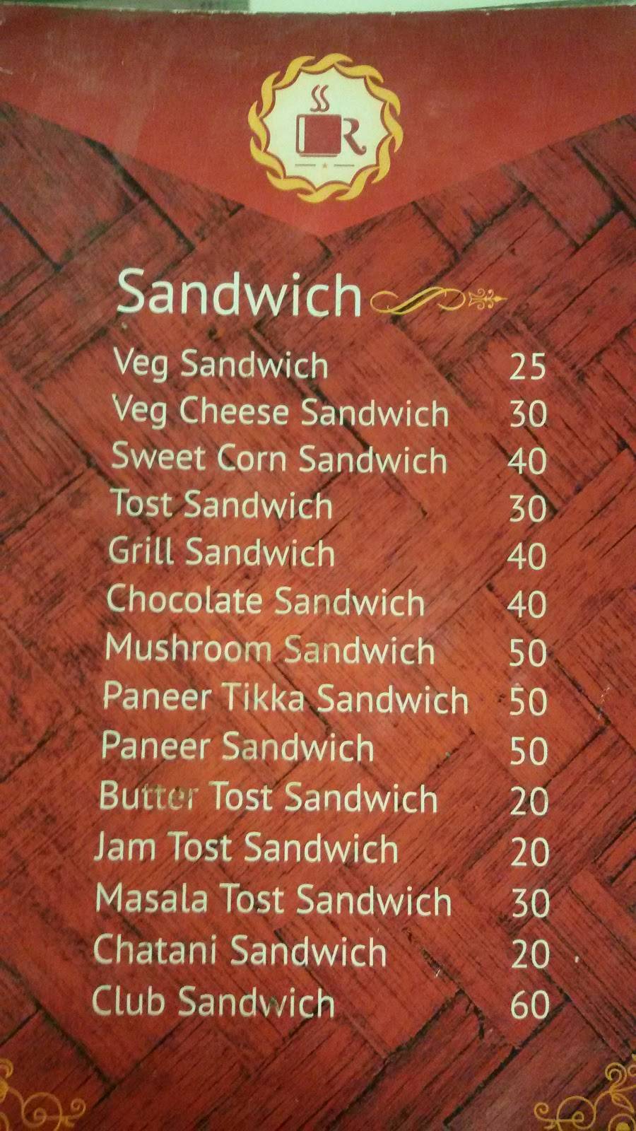 The Riches Cafe menu