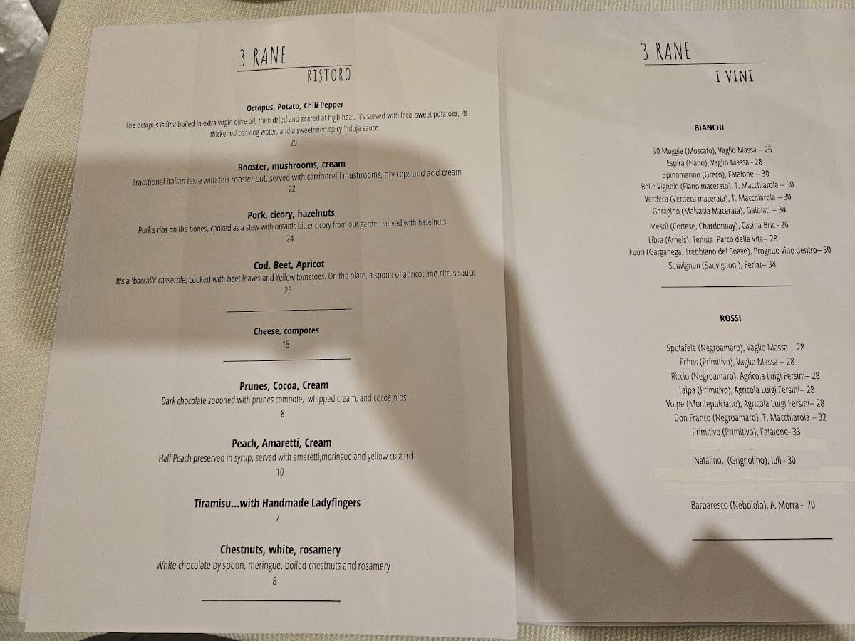 Menu di 3 Rane Ristoro 