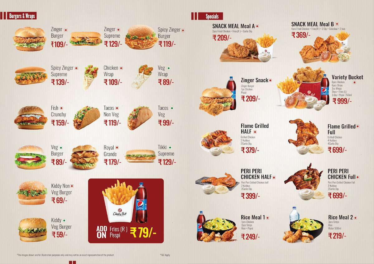 Chicky Bell menu